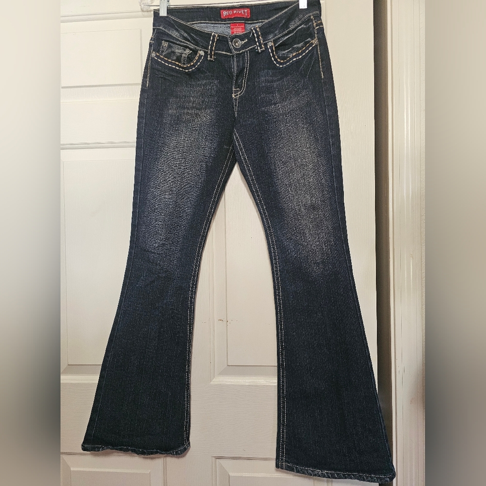 Red Rivet flare jeans